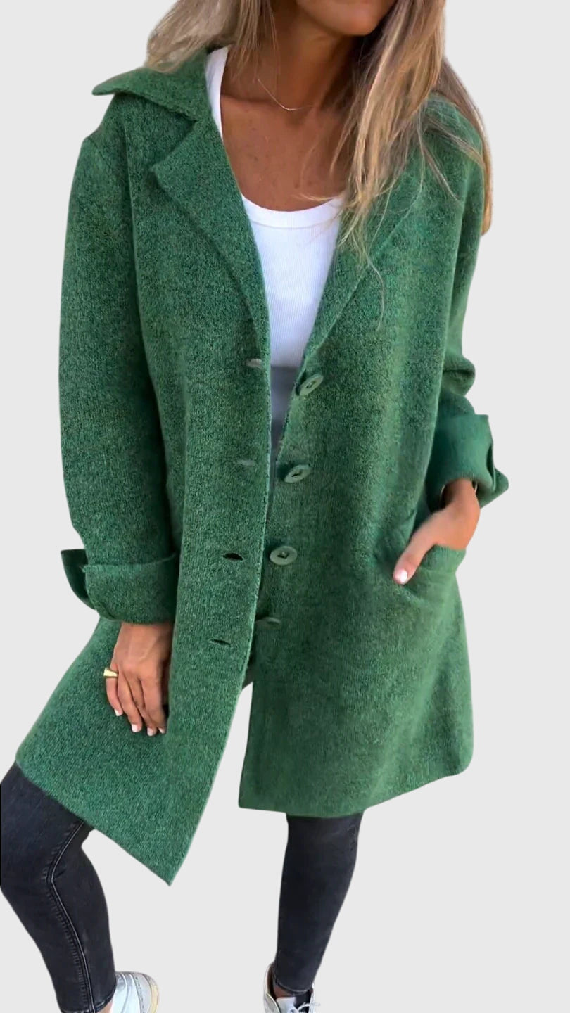 Rosie | Coat Pink Wool-Blend Button-Front Blazer for Women