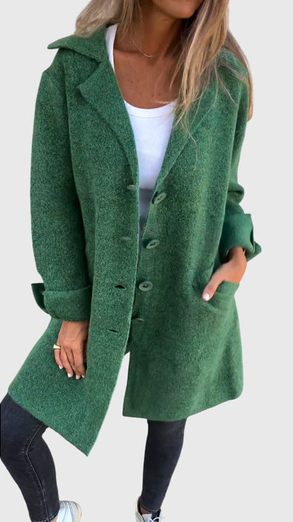 Rosie | Coat Pink Wool-Blend Button-Front Blazer for Women