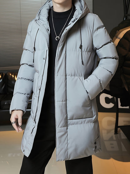 Wilhelmina | Longline Puffer Coat Black Hooded Quilted for Women