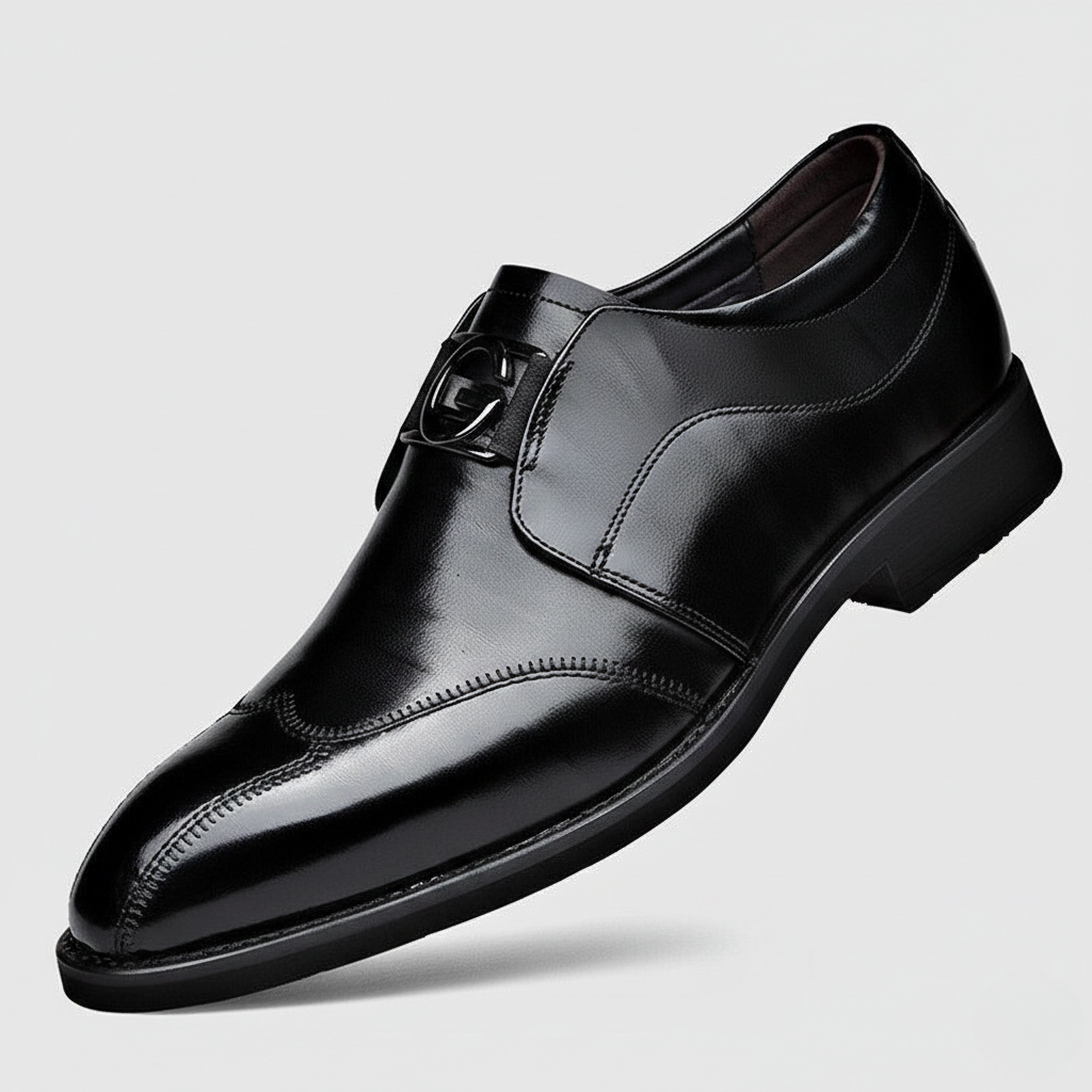 Ewan | Loafers Brown Vegan Leather Buckle Detail Slip-On for Men