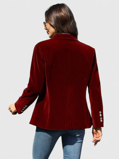 Céleste | Blazer Navy Velvet Single-Button Tailored for Women