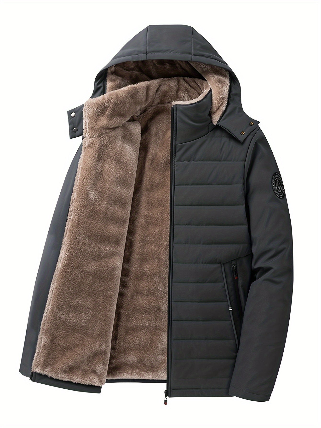 Sybil | Hooded Coat Black Fleece-Lined Insulated for Women