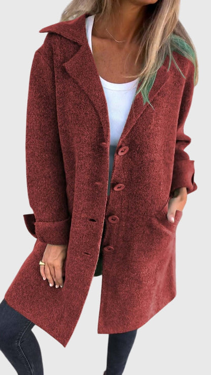 Rosie | Coat Pink Wool-Blend Button-Front Blazer for Women