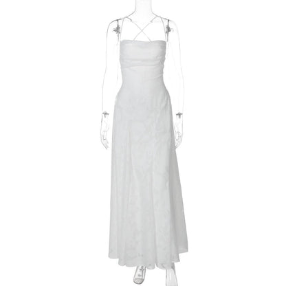 Fleur | Maxi Evening Dress Burgundy Lace Spaghetti Strap A-Line for Women