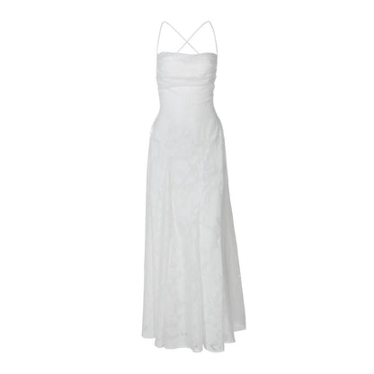 Fleur | Maxi Evening Dress Burgundy Lace Spaghetti Strap A-Line for Women