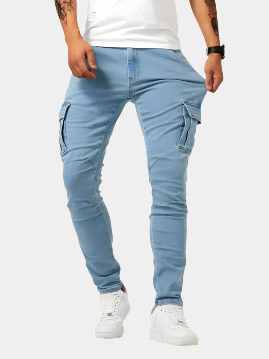 Orson | Cargo Jeans Light Blue Denim Skinny Stretch for Men