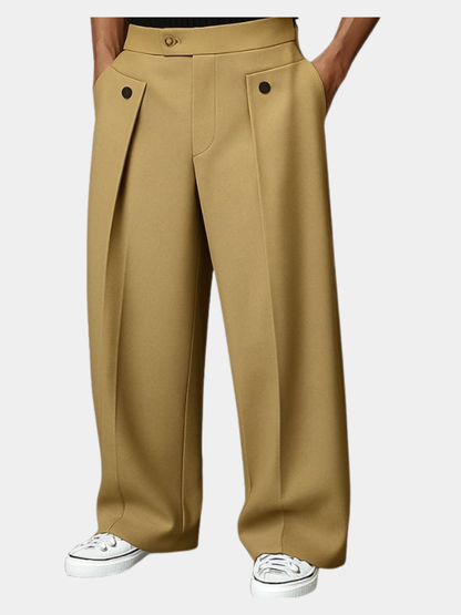 Emrys | Wide-Leg Trousers Camel Pleated Tailored for Men