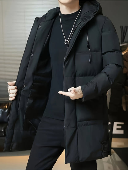 Wilhelmina | Longline Puffer Coat Black Hooded Quilted for Women