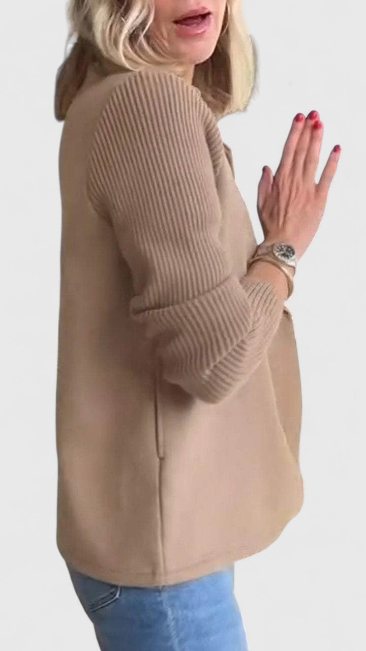 Margot | Blazer Pink Wool-Look Double-Breasted Knit Sleeve for Women