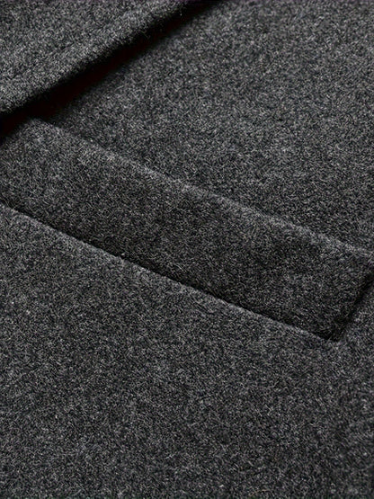 Delia | Long Overcoat Grey Wool Blend Tailored Button Front for Women