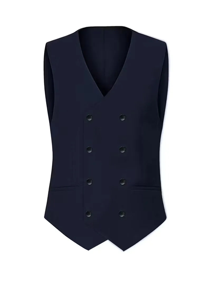 Nathaniel | Suit Black Slim Fit Three-Piece Double-Breasted Waistcoat for Men