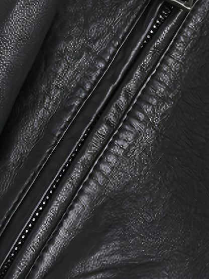 Eilidh | Moto Jacket Black Faux Leather Stand Collar for Women