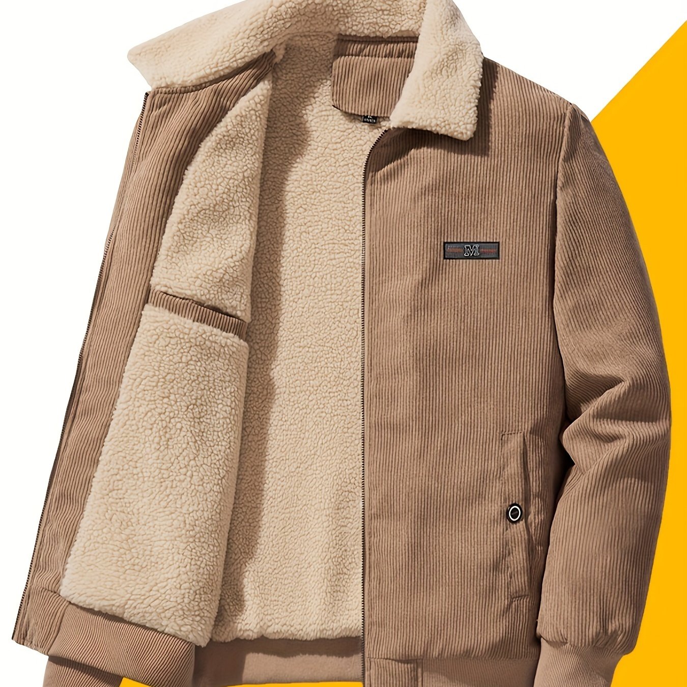 Jemima | Corduroy Jacket Black Sherpa-Lined Zip-Up for Women