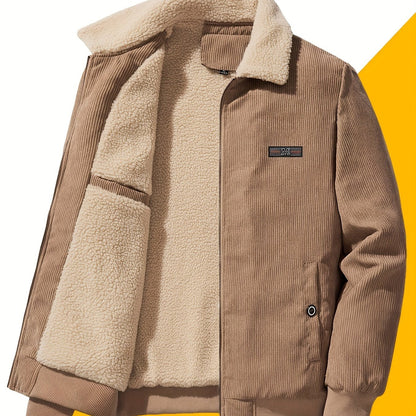 Jemima | Corduroy Jacket Black Sherpa-Lined Zip-Up for Women