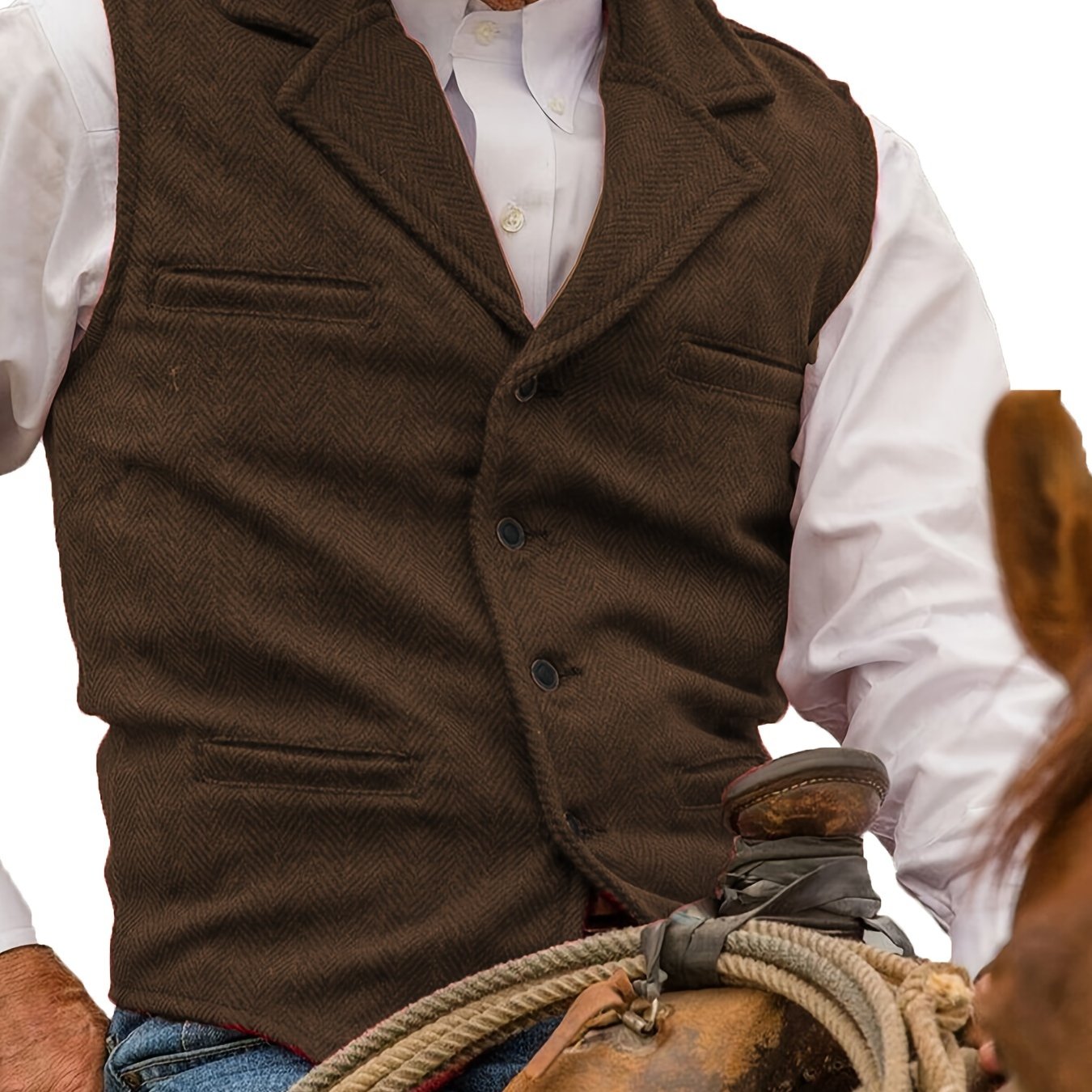 Etta | Waistcoat Brown Herringbone Tweed Notched Lapel for Women