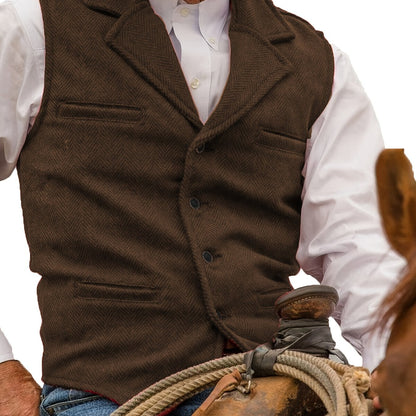 Etta | Waistcoat Brown Herringbone Tweed Notched Lapel for Women