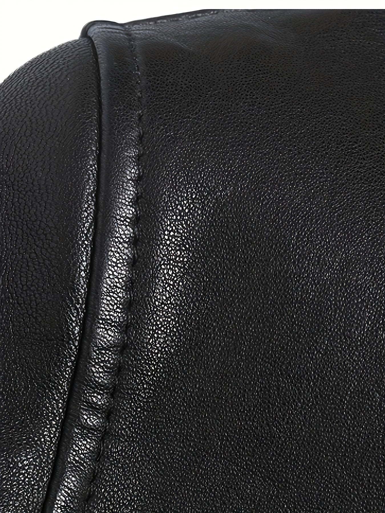 Eilidh | Moto Jacket Black Faux Leather Stand Collar for Women