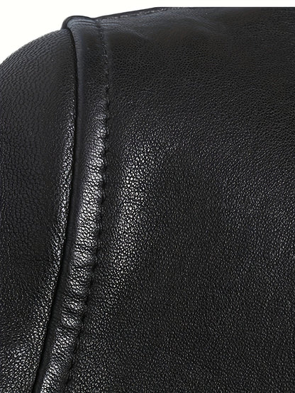 Eilidh | Moto Jacket Black Faux Leather Stand Collar for Women