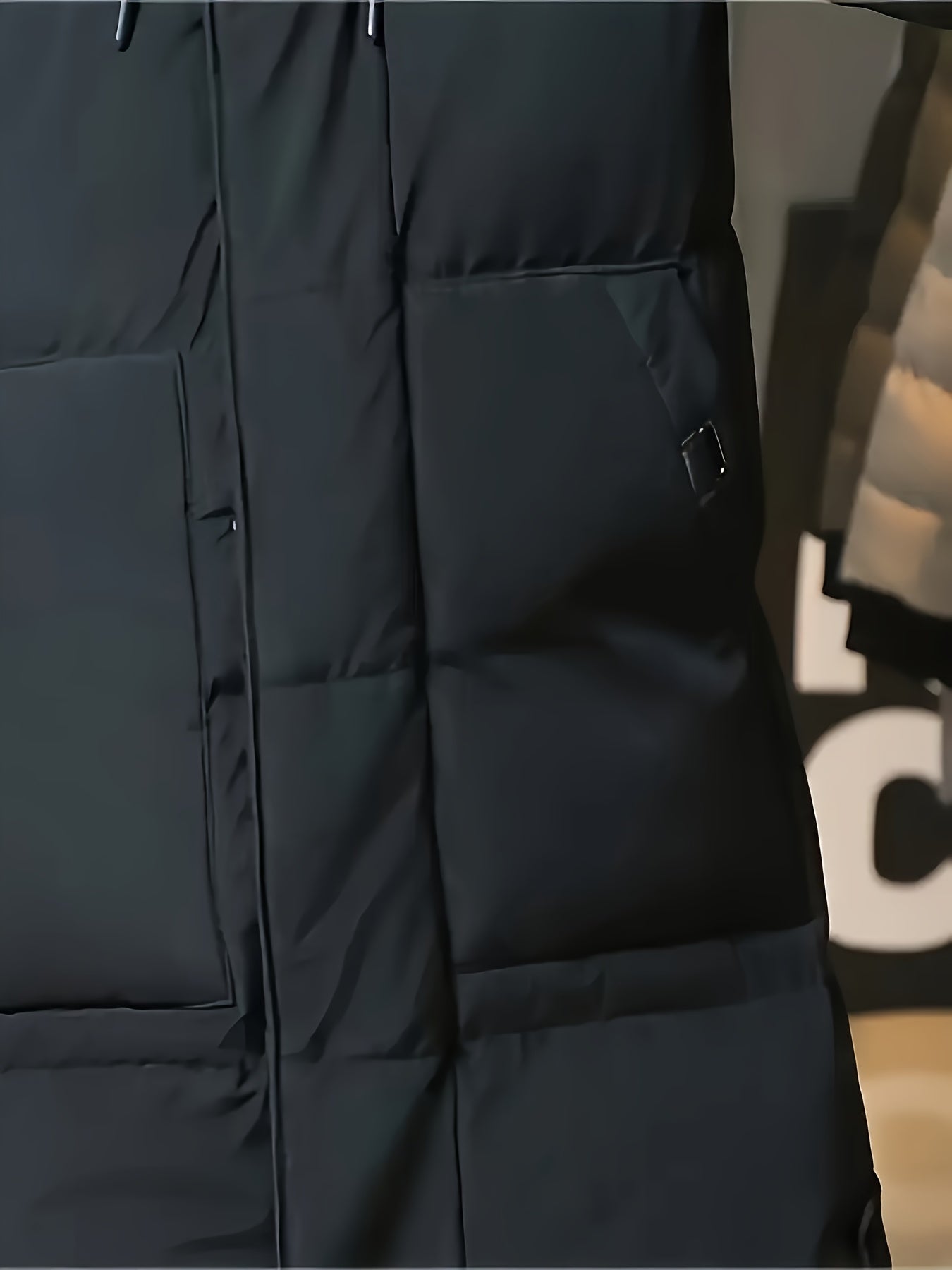 Wilhelmina | Longline Puffer Coat Black Hooded Quilted for Women