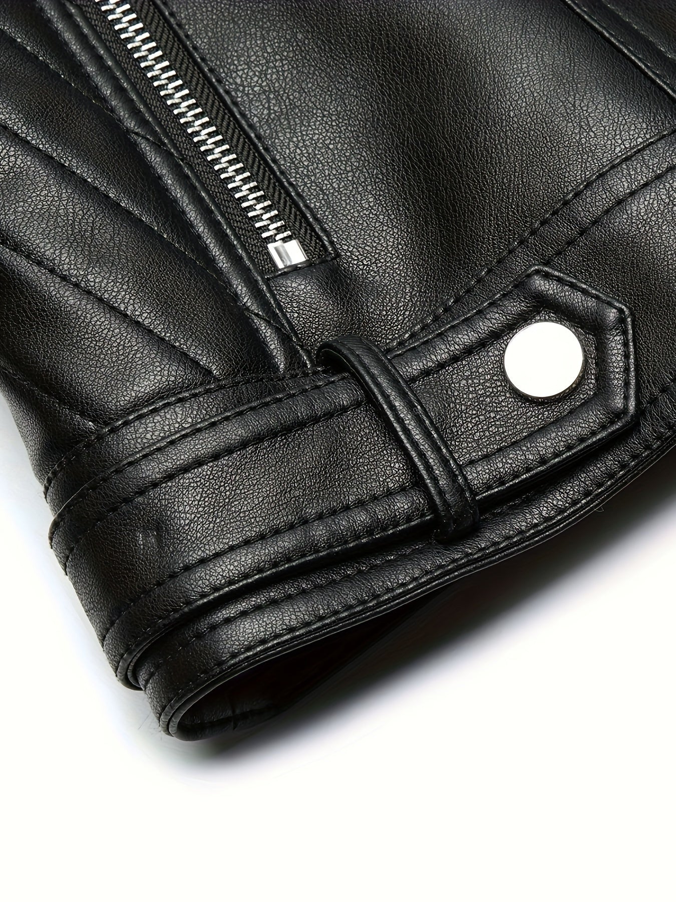 Briony | Biker Jacket Black Faux Leather Asymmetric Zip for Women