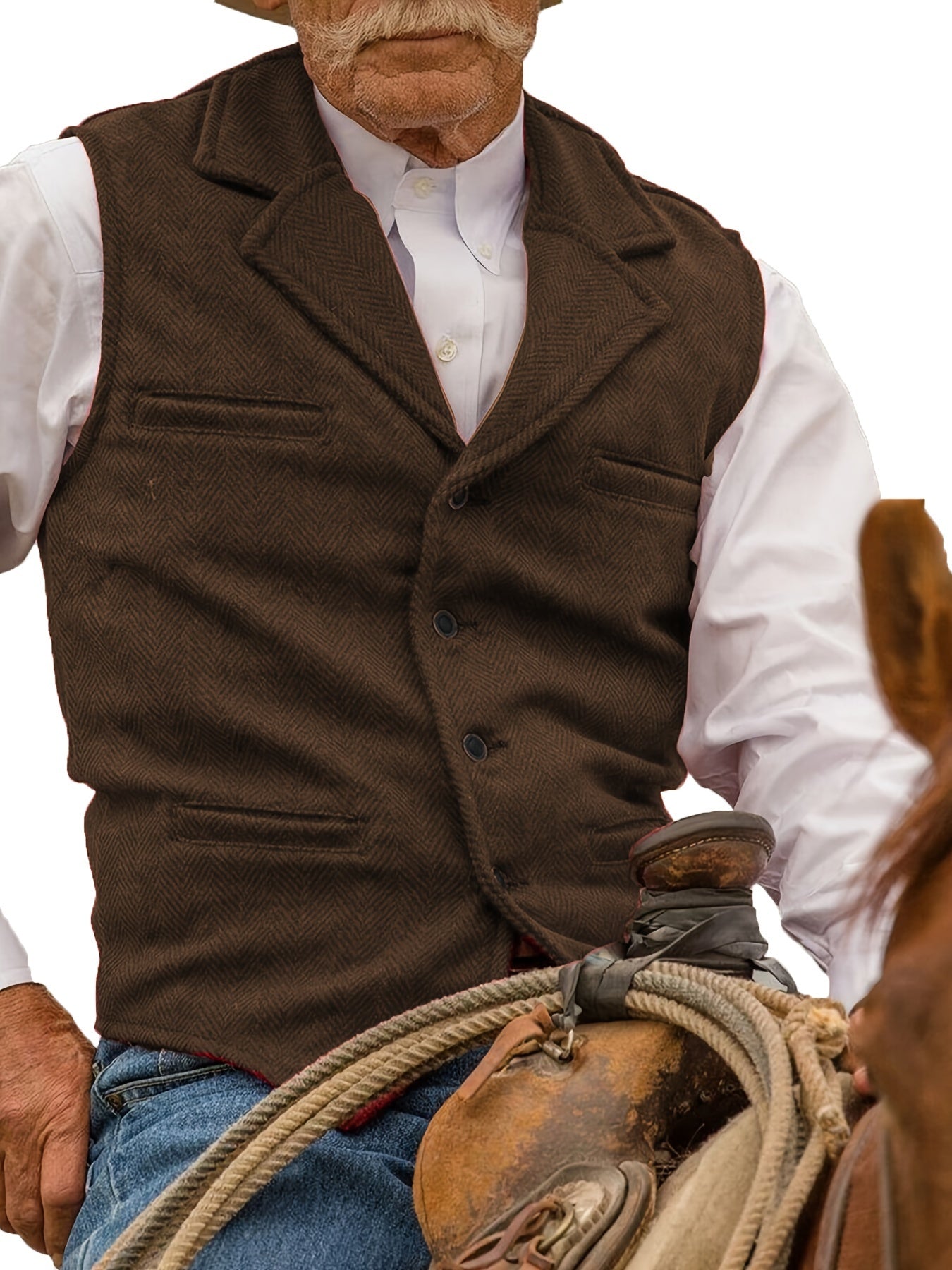 Etta | Waistcoat Brown Herringbone Tweed Notched Lapel for Women