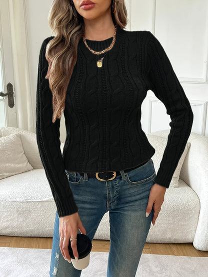 Jonquil | Classic Twist-Knit Sweater Black Cable Knit for Women