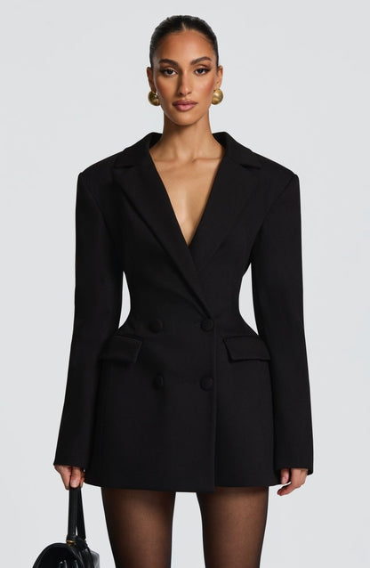 Arden | Mini Blazer Dress Black Tailored Double-Breasted for Women