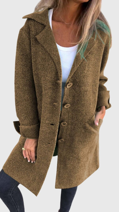 Rosie | Coat Pink Wool-Blend Button-Front Blazer for Women