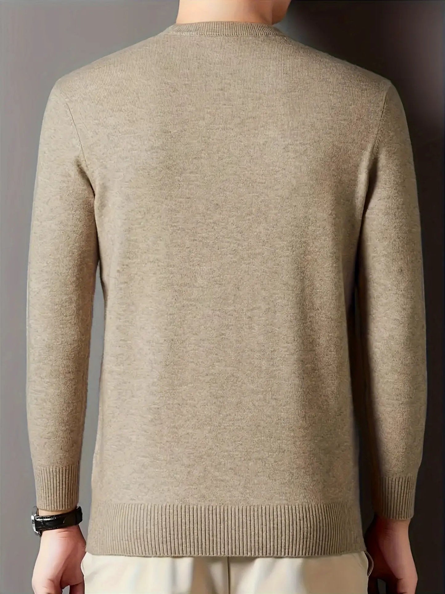 Tobias | Mock Neck Jumper Camel Ribbed Knit for Men