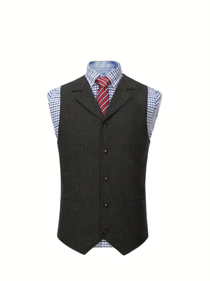 Etta | Waistcoat Brown Herringbone Tweed Notched Lapel for Women