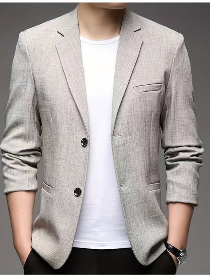 Monty | Blazer Beige Linen-Look Textured Single-Breasted for Men