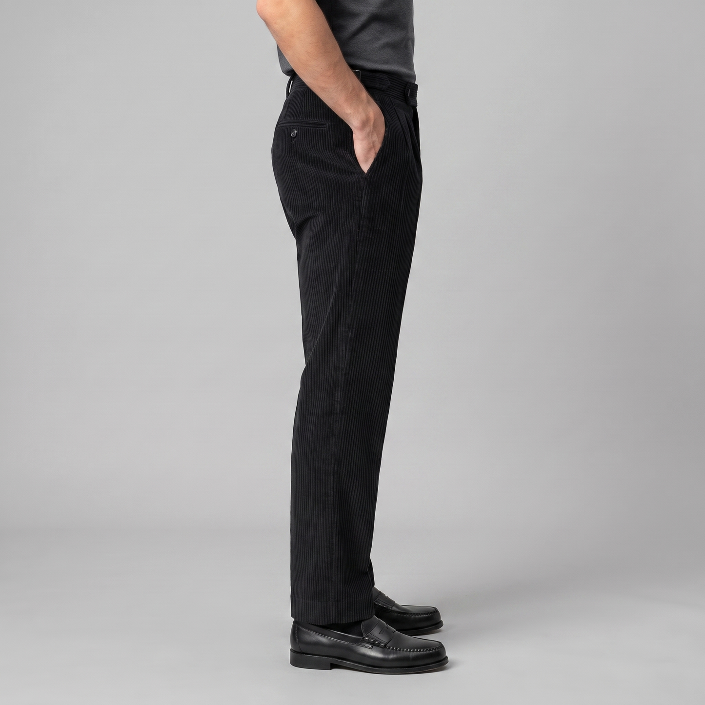 Crispin | Corduroy Trousers Beige Pleated Regular Fit for Men