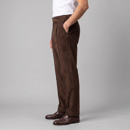 Crispin | Corduroy Trousers Beige Pleated Regular Fit for Men