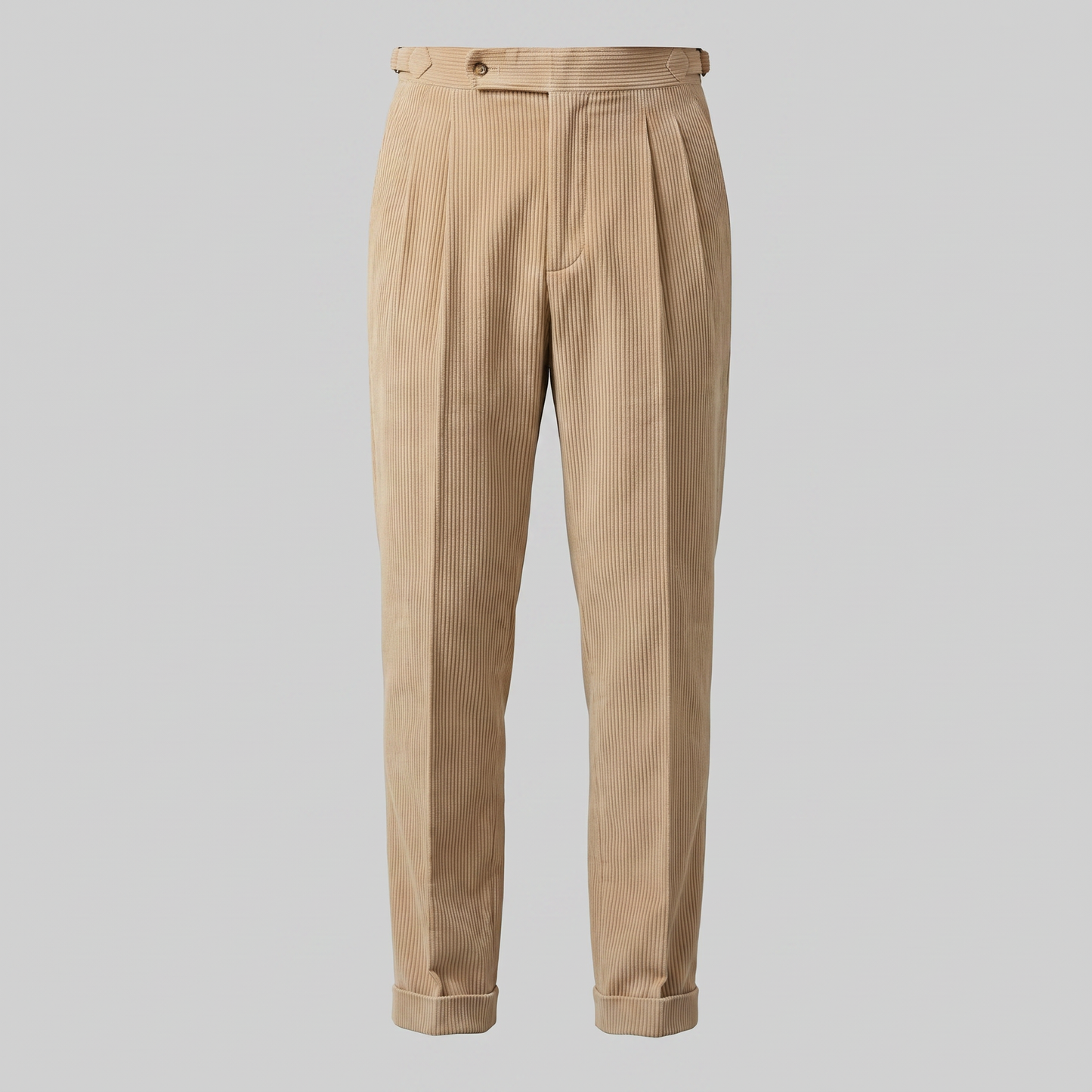 Crispin | Corduroy Trousers Beige Pleated Regular Fit for Men