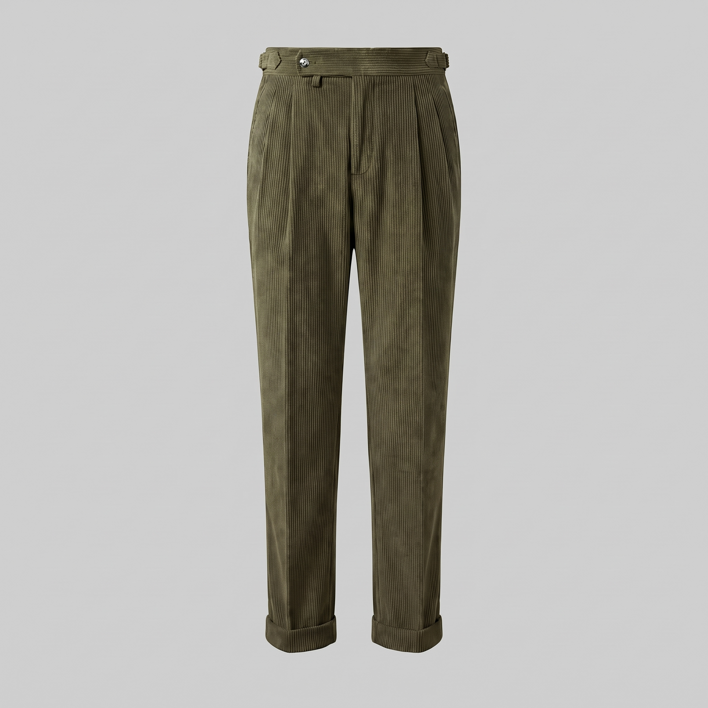 Crispin | Corduroy Trousers Beige Pleated Regular Fit for Men