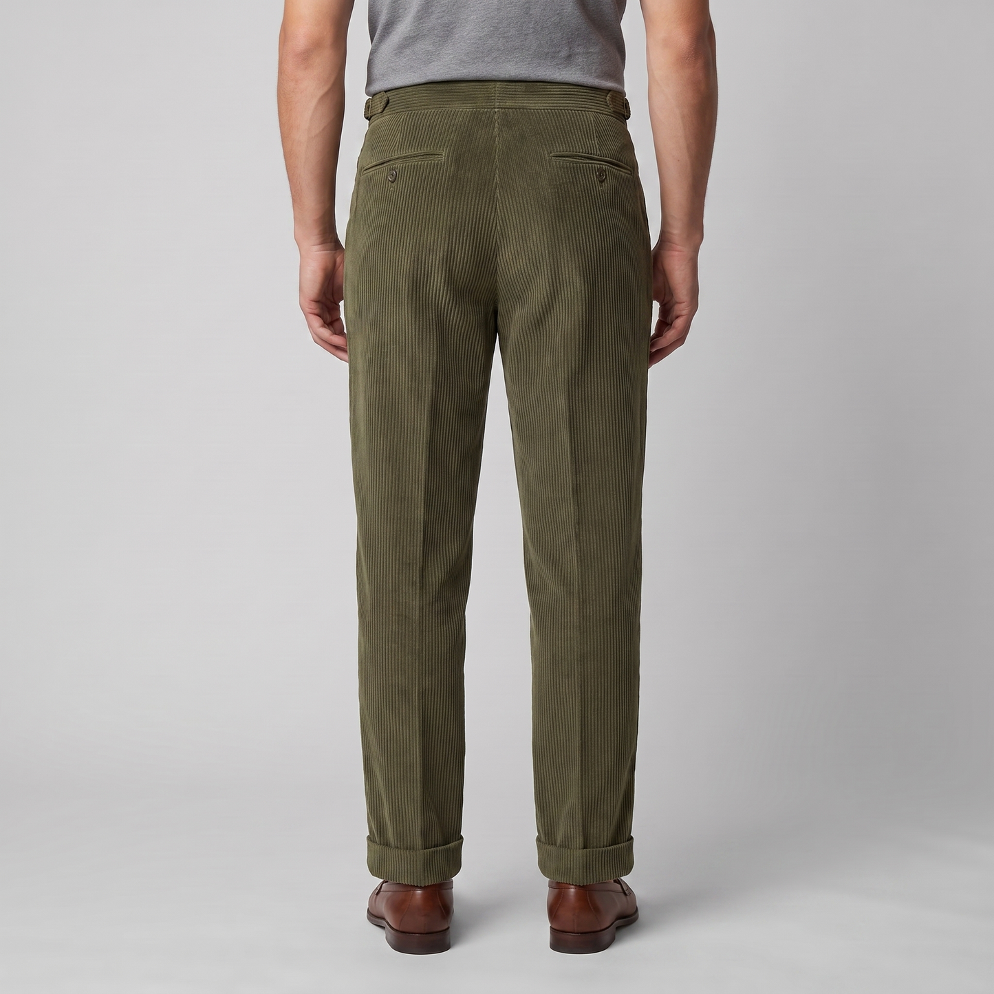 Crispin | Corduroy Trousers Beige Pleated Regular Fit for Men