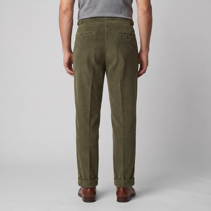 Crispin | Corduroy Trousers Beige Pleated Regular Fit for Men
