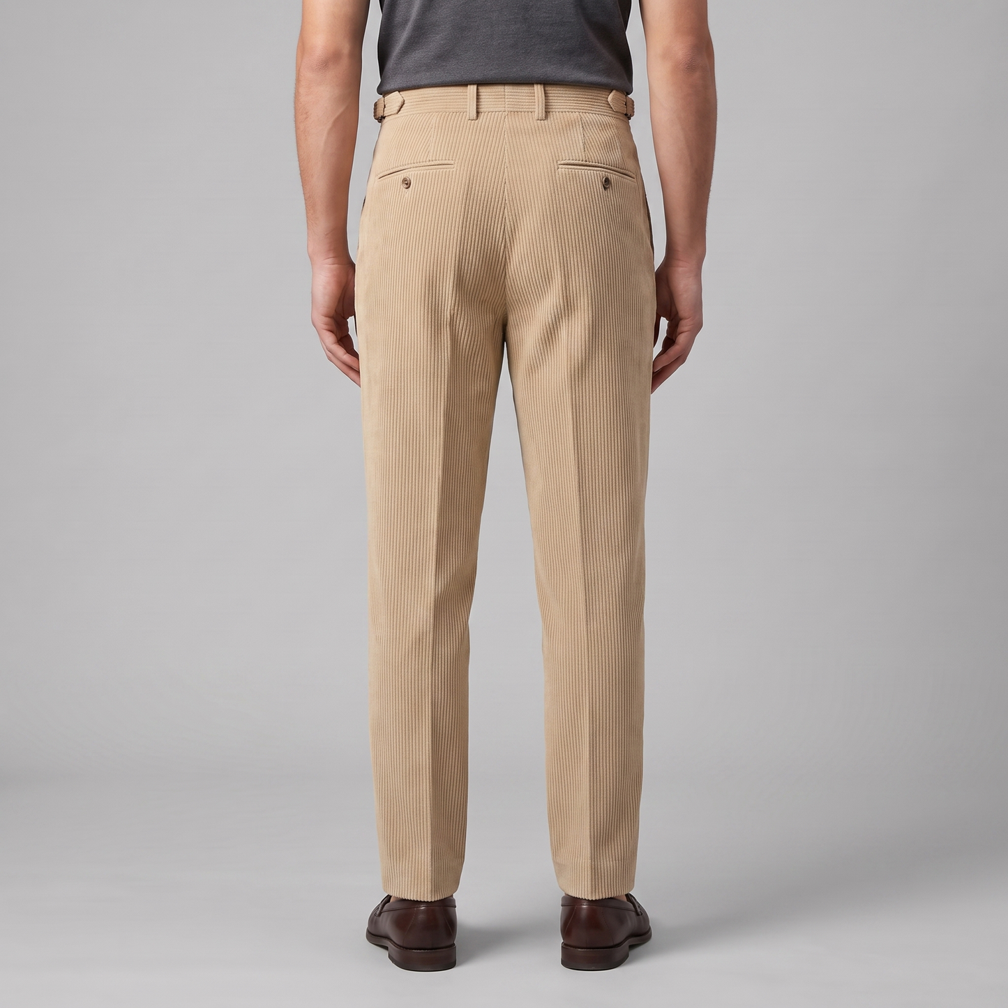 Crispin | Corduroy Trousers Beige Pleated Regular Fit for Men