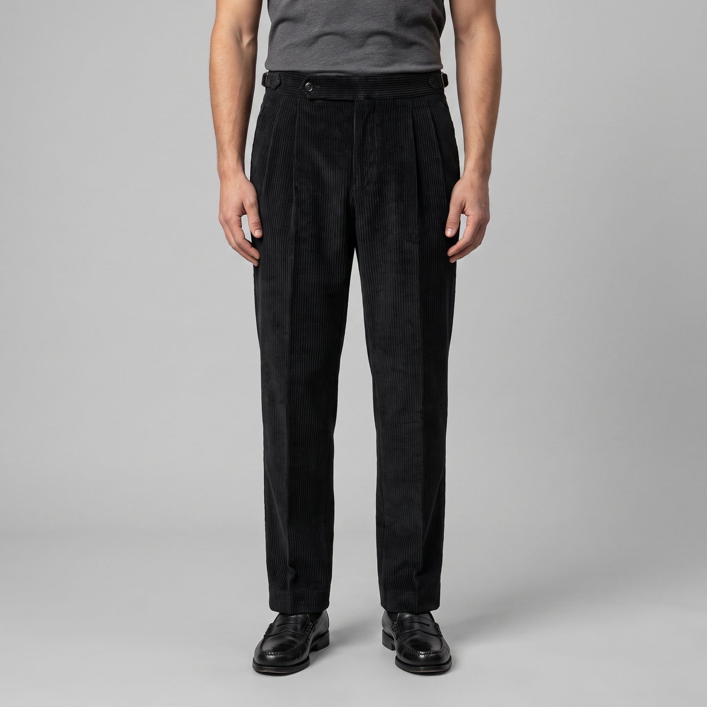 Crispin | Corduroy Trousers Beige Pleated Regular Fit for Men