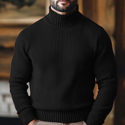Cedric | Ribbed Sweater Burgundy Turtleneck for Men
