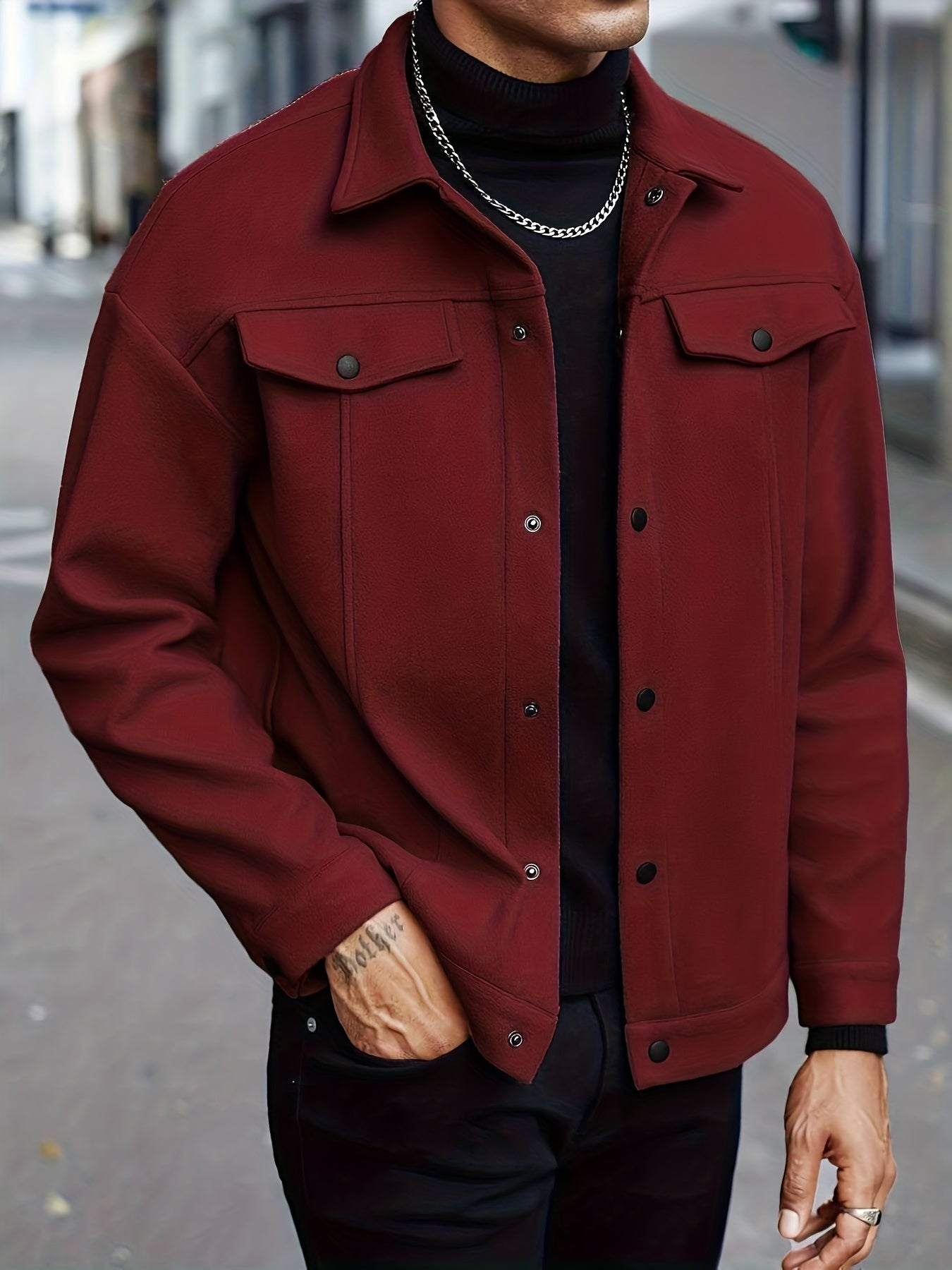 Kit | Trucker Jacket Cream Brushed Felt Button-Front for Men