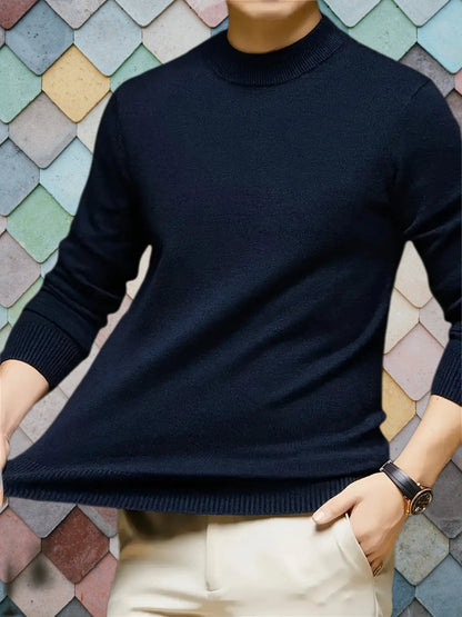 Tobias | Mock Neck Jumper Camel Ribbed Knit for Men