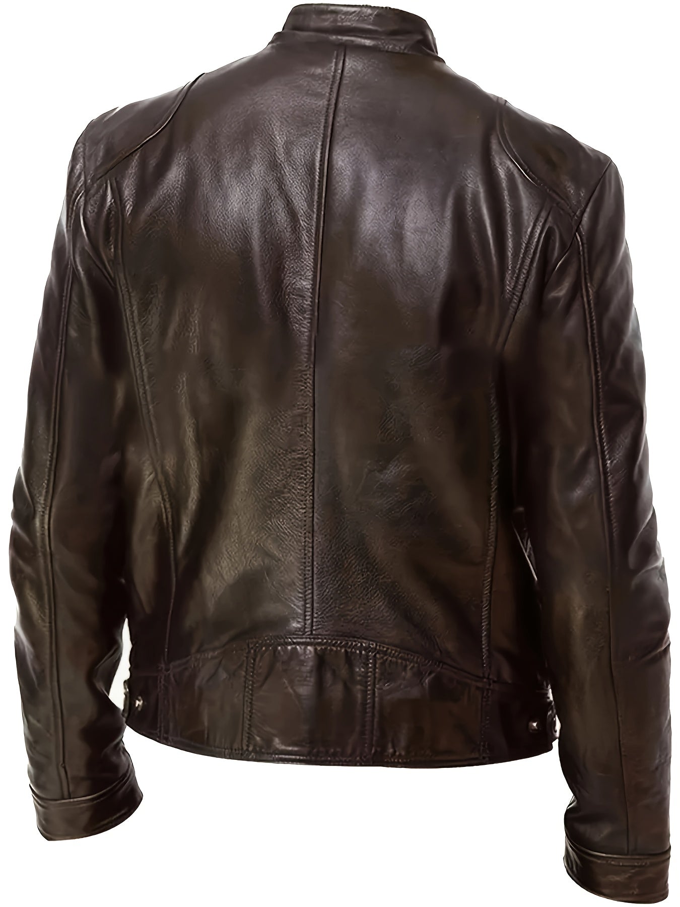 Eilidh | Moto Jacket Black Faux Leather Stand Collar for Women