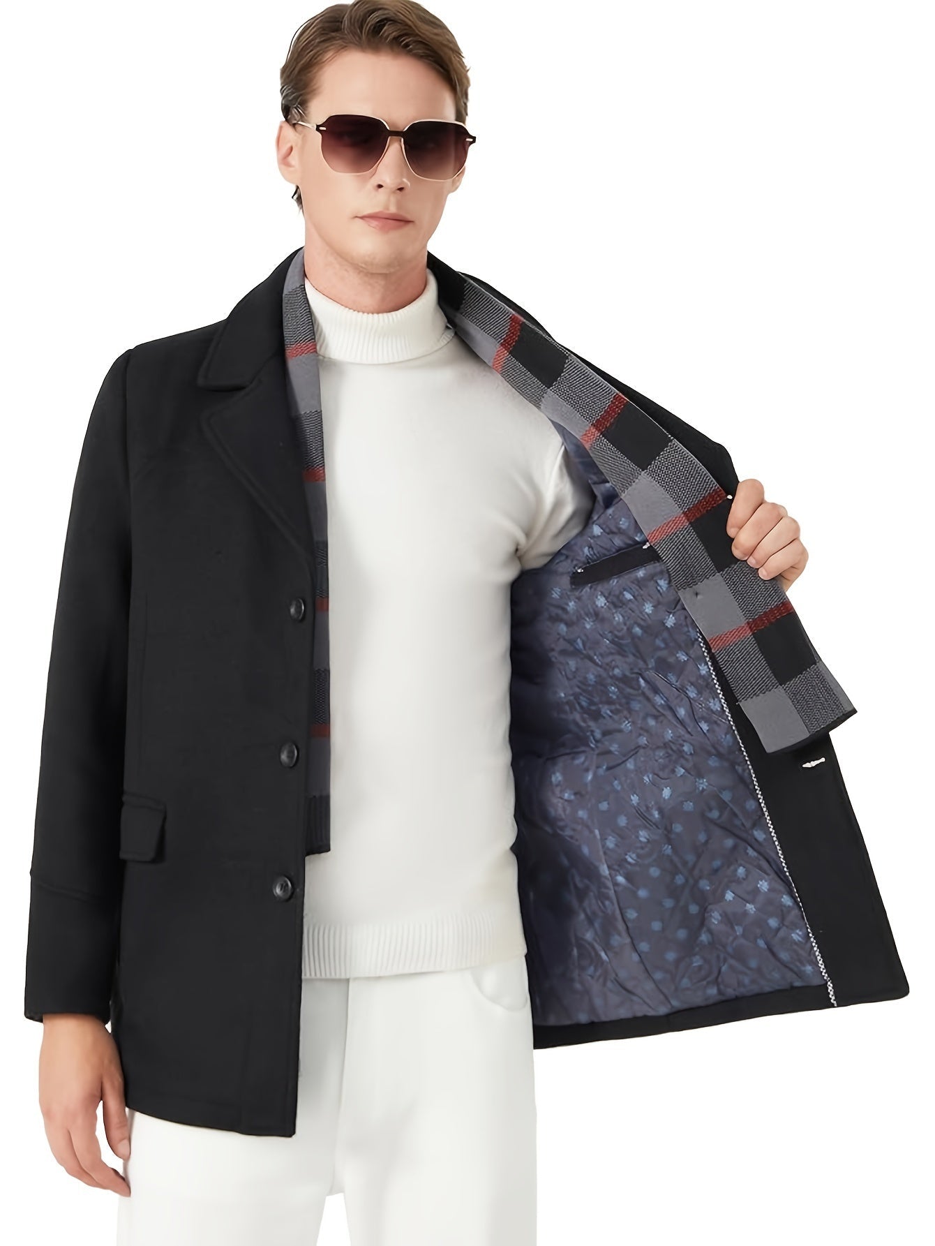 Winifred | Tailored Overcoat Black Wool Blend Single-Breasted for Women