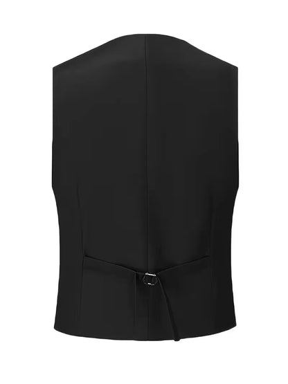 Nathaniel | Suit Black Slim Fit Three-Piece Double-Breasted Waistcoat for Men