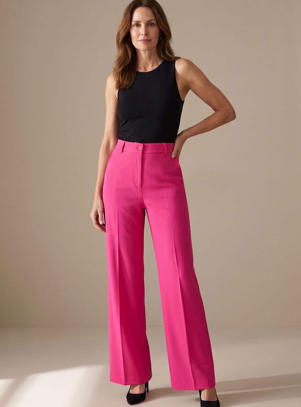 Ida | High-Waisted Trousers Navy Tailored Straight-Leg for Women