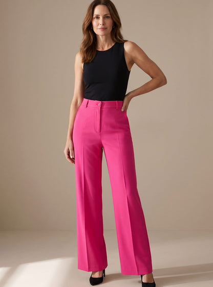 Ida | High-Waisted Trousers Navy Tailored Straight-Leg for Women