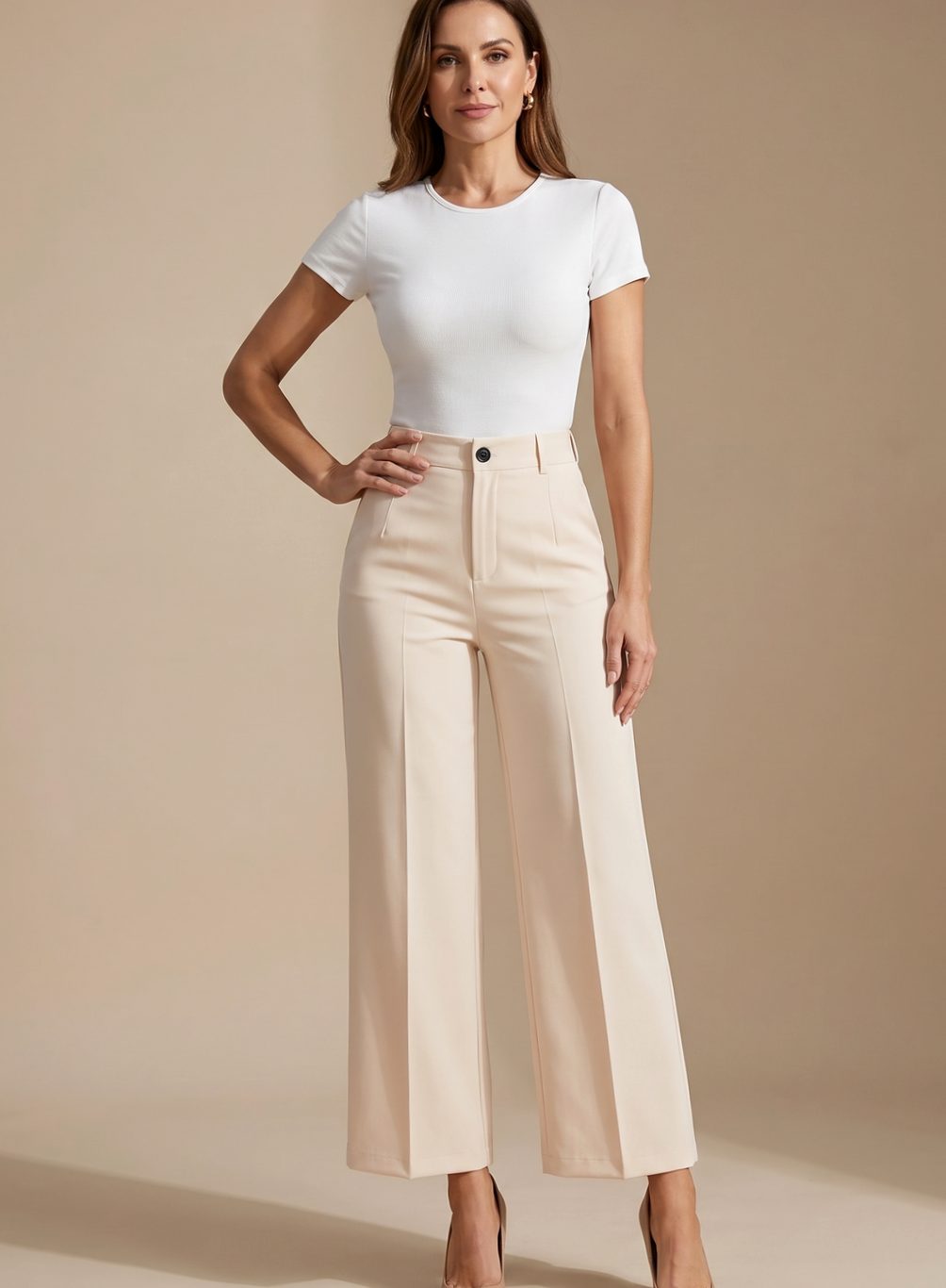 Ida | High-Waisted Trousers Navy Tailored Straight-Leg for Women