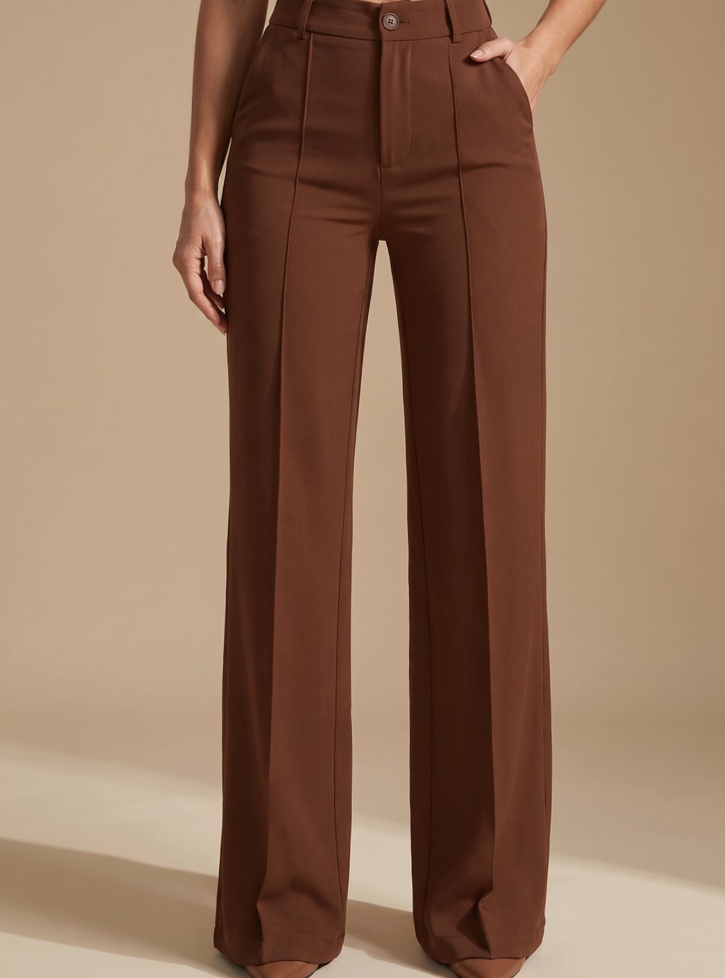 Ida | High-Waisted Trousers Navy Tailored Straight-Leg for Women