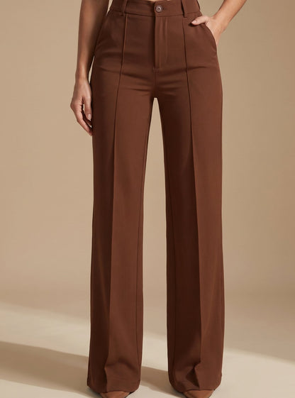 Ida | High-Waisted Trousers Navy Tailored Straight-Leg for Women